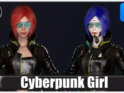 Cyberpunk Girl Low-poly 3D model