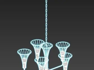 lumien chandelier with metal baskets hanging from it 3D model