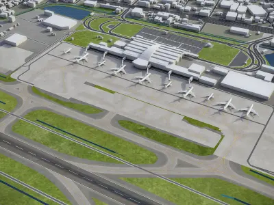 Fukuoka Airport Low-poly 3D model