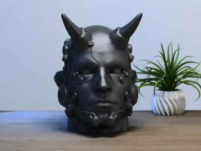 Robot human demon orc Headphone Stand Cyborg Headset Stand 3D print model