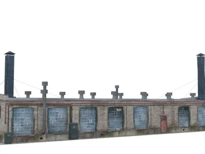 Old boiler house building Low-poly 3D model