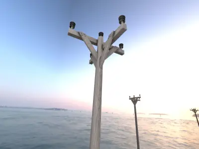 Wooden Electricity Pole without Ladder - Object 018 Low-poly 3D model