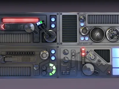 SciFi Space High Tech Wall Panel Custom 3D model