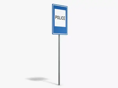 Police Info Sign Low-poly 3D model