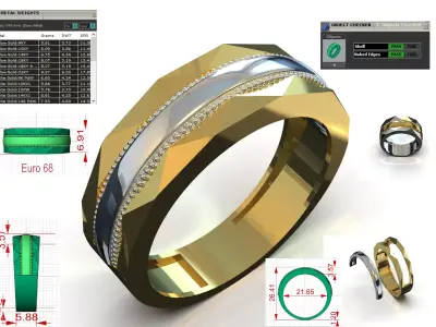 Mens Gold Ring Model Two-Tone Marriage mr0289 3D print model