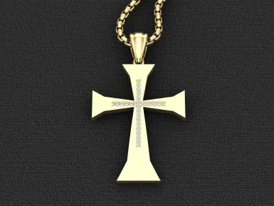 High Cross Pendant Light Gold 18K 3CP079 3D model