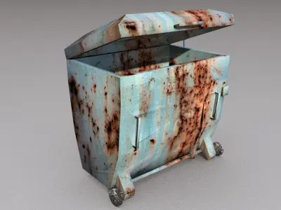 garbage container trash box Low-poly 3D model