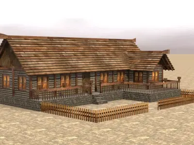 Medieval house sixteen 4 Low-poly 3D model