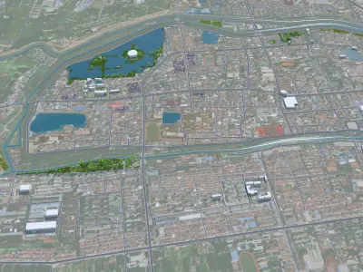 Jingzhou Hubei China 30km Low-poly 3D model