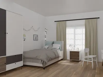 Modern Bedroom Scene 3D model