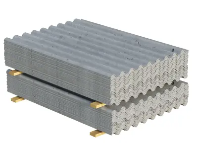 Concrete Roof Tiles On Wood Planks Low-poly 3D model