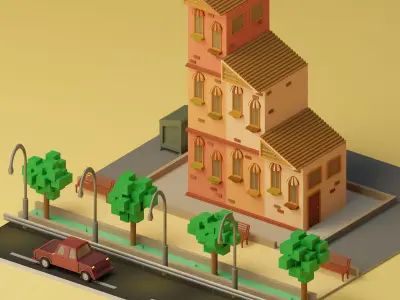 Lowpoly Houses Collection 18 lowpoly Houses 3D Model Pack