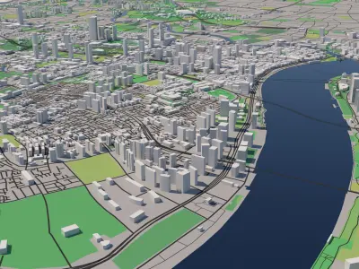 Shanghai China 30x30km 3D City Map 3D model