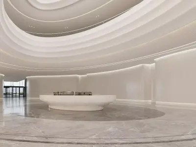Futuristic White Atrium Lobby Interior 3D model