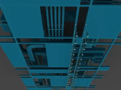 Pipes industrial ceiling 3D model