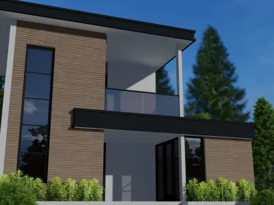 Modern villa  Low-poly 3D model purchase