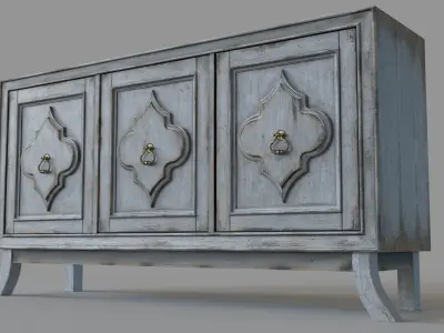 Three Door Media Console 3D model