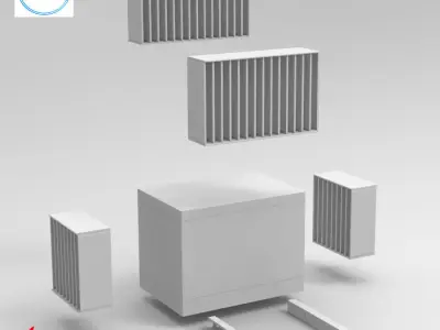 High voltage power transformer 3D model