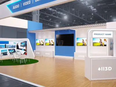 Exhibition Stand Stall  19X10 3 SIDE OPEN 3D model