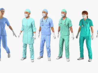  Rigged Doctors 3D Models Collection 2 