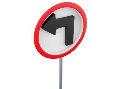 3d  Turn left ahead sign  cartoon icon 3D model