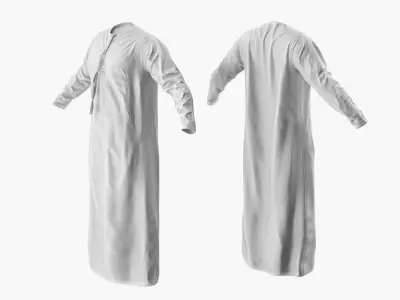  Man Wearing Omani Thobe with Keffiyeh White Fur for Maya 