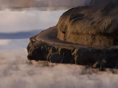 Realistic Cliffside Mountain Road Above Clouds 3D model