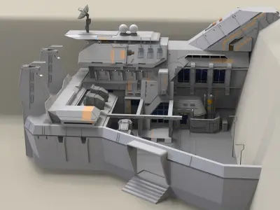 Complex 2 futuristic building 3D model