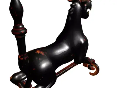 Mythical Beast Fireplace Andiron Decor Low-poly 3D model