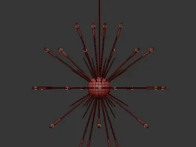 Nebula gold and starburst chandelier 3D model