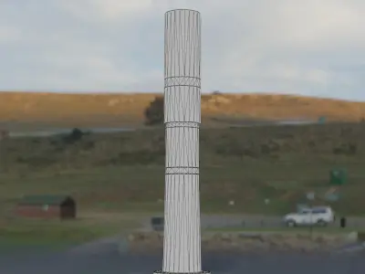 Low-Poly Blue Light Column 29 - Street Light Set-9 Low-poly 3D model