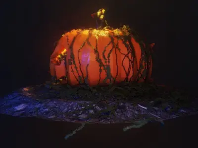 Halloween pumpkin with expressions Low-poly 3D model