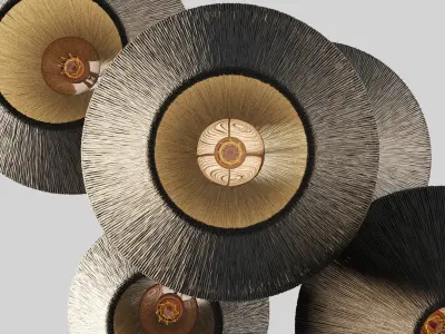 Lamp wood rattan wicker Cone n3 3D model