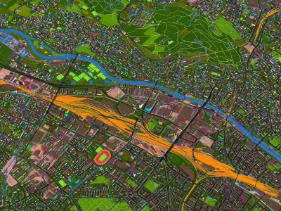 Zurich city of Switzerland Low-poly 3D model