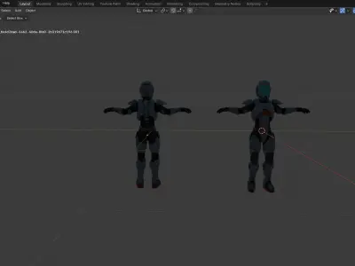 Futuristic Armored Space Soldier  T-Pose Low-poly 3D model