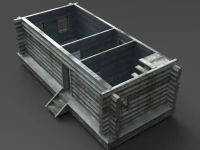 Wooden Buildings Low-poly 3D model