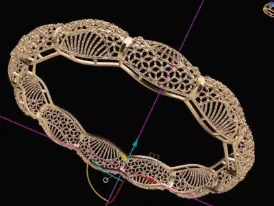 1523 Fan-Lattice Gold Bangle 13gm 3D print model