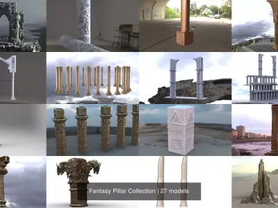 Fantasy Pillar Collection 3D Model Pack