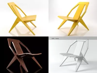 Medici four different colored chairs 3D model