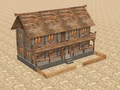 Medieval house fourteen 4 Low-poly 3D model