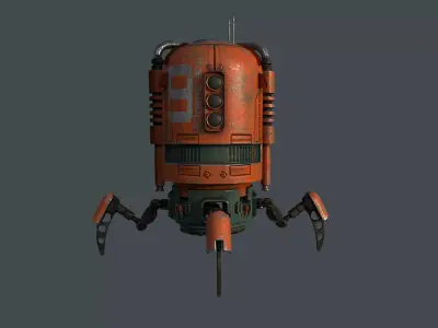 Spider Bot with four robotic Limbs Low-poly 3D model