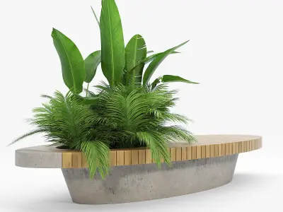Bench flowerbed 3D model