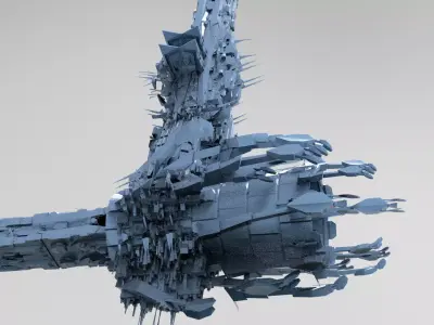 Alien mothership harvester cage Low-poly 3D model