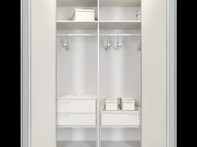 Wardrobe closet with glass doors and drawers 3D model