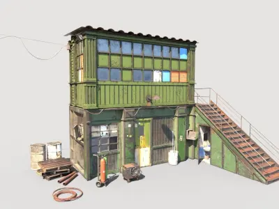 Workshop with Office 3D model