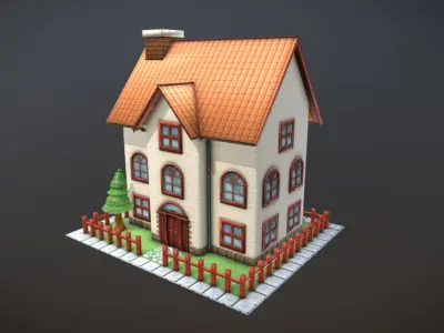 Cartoon House Low-poly 3D model