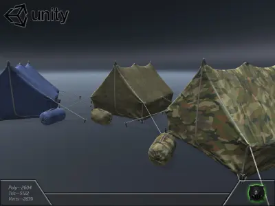 Tents set of military Low-poly 3D model