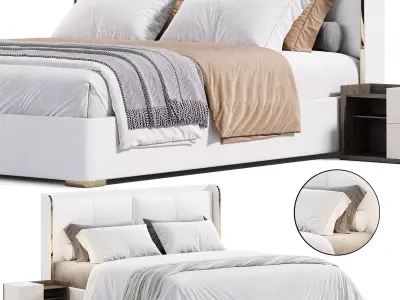 White Wingback King Bed 3D model