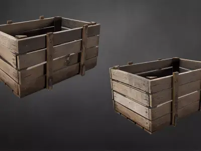 Old wooden crate Low-poly 3D model