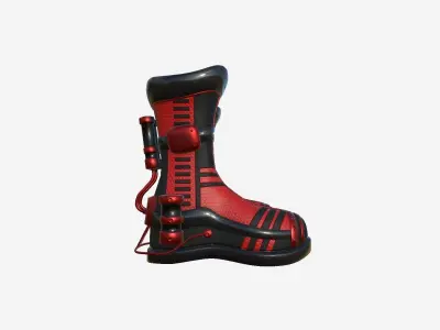 SciFi Boots A02 Red Black - Character Design Fashion Low-poly 3D model